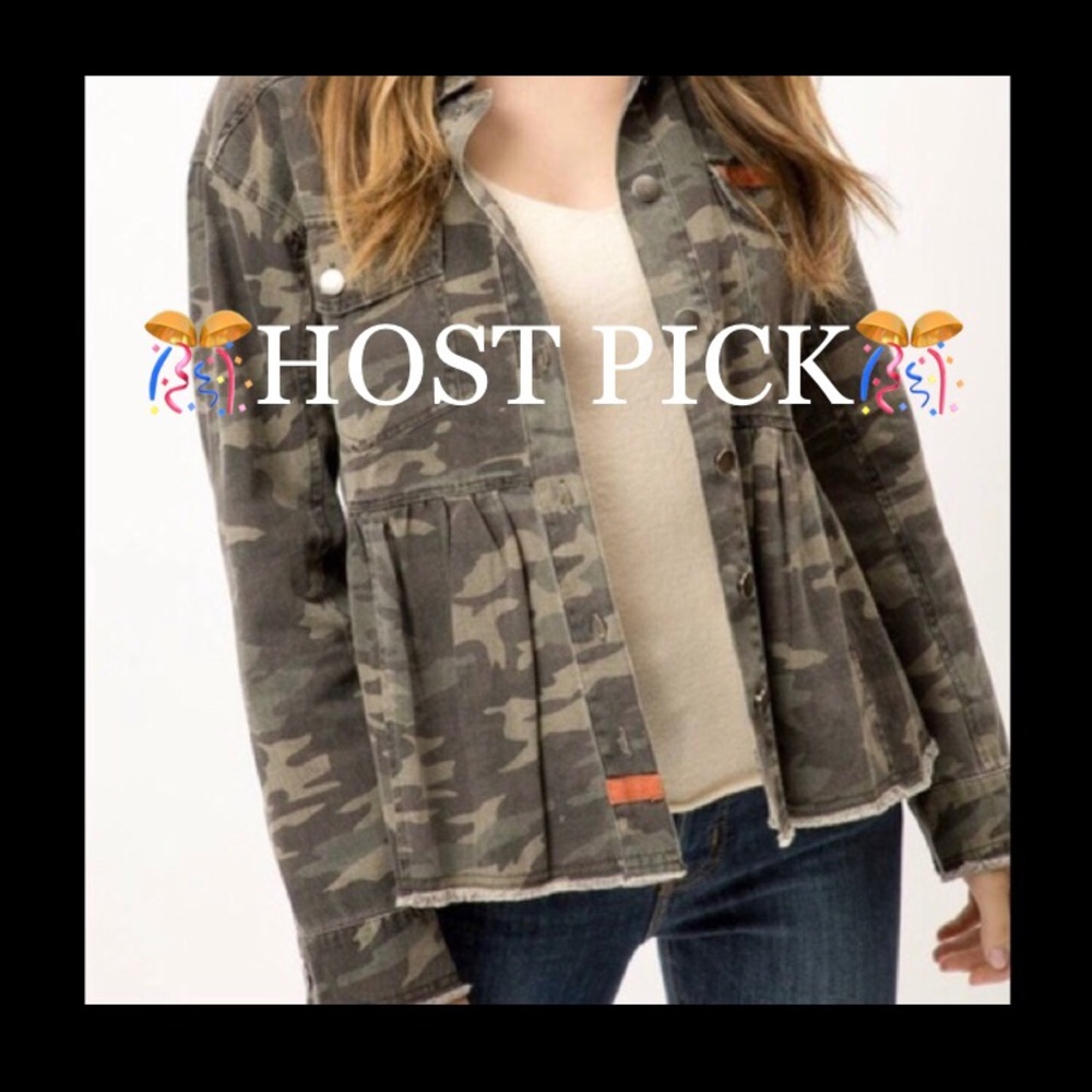 🎊HP🎉1 Left🎊Camouflage Peplum Trucker Jacket For Women-Measurements in Pics✨ - Picture 2 of 16